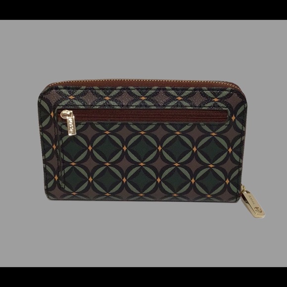 New‎ Fossil Wallet with Leather Interior, Textured, Boho, Green & Brown - Picture 2 of 10